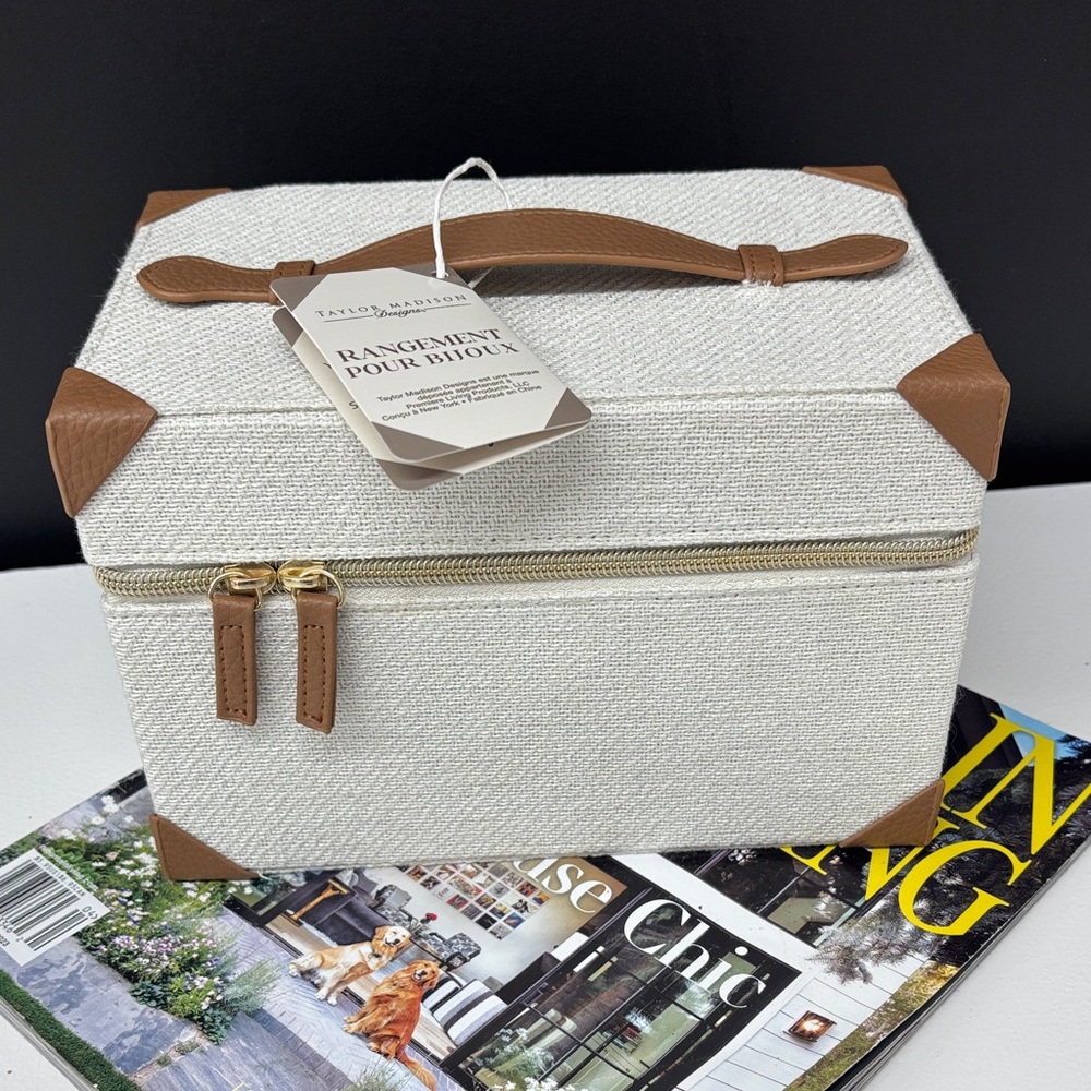Elegant White and Brown Jewelry Box
